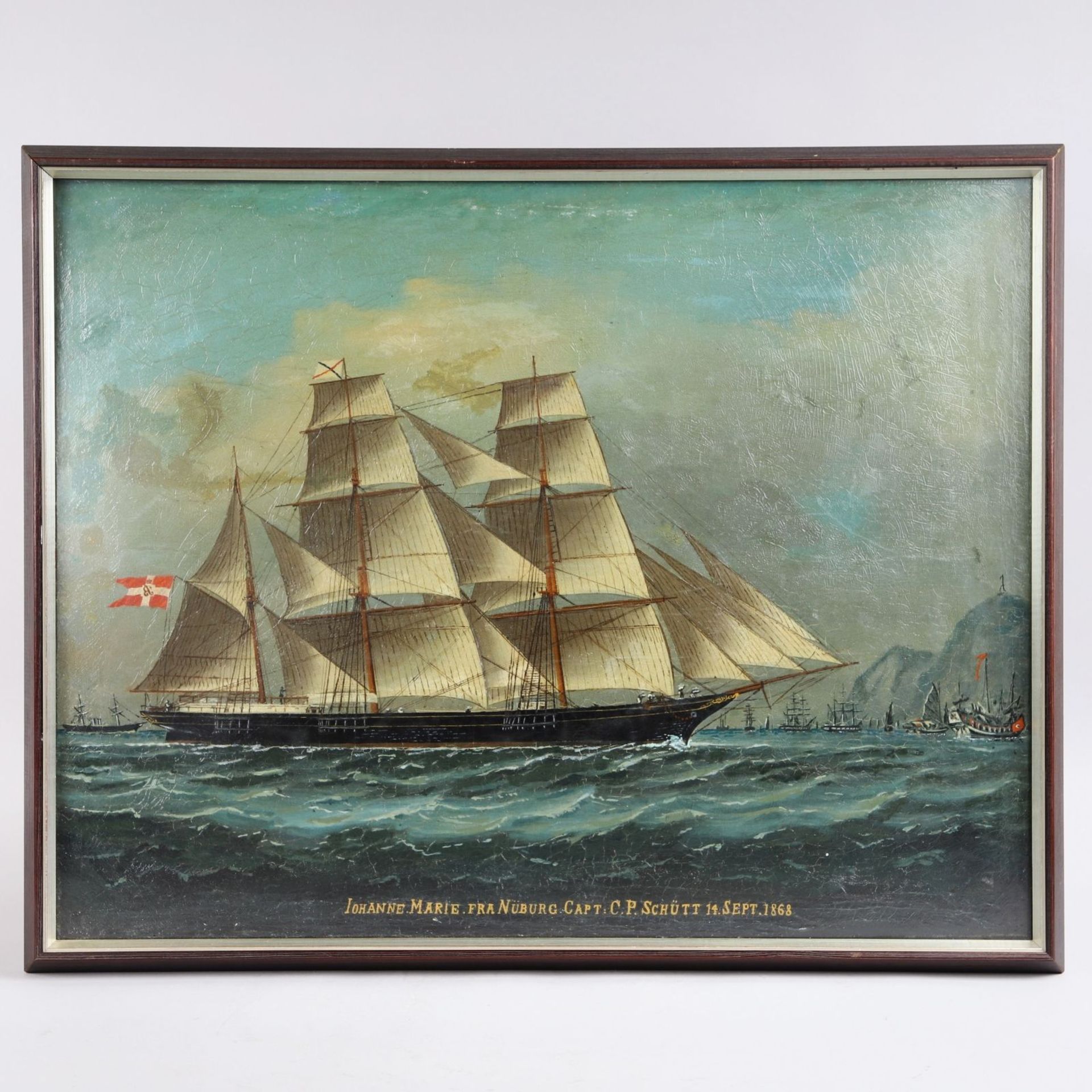 Nicht identifizierter Marinemaler. Ansicht des Handelsschiffes Johanne Marie aus Nyborg. Dat.