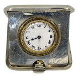 Unusual Silver Pocket Travelling Clock. 61 g. Birmingham 1923, Walker and Hall
