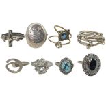 Mixed Lot of Silver and Other Rings