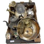 Large Box Silver Plated, Brass and Pewter Wares