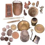 A Large Boxed Lot of Antique Bronze and Brass Items