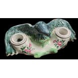 A late 19th century continental porcelain eagle ink well