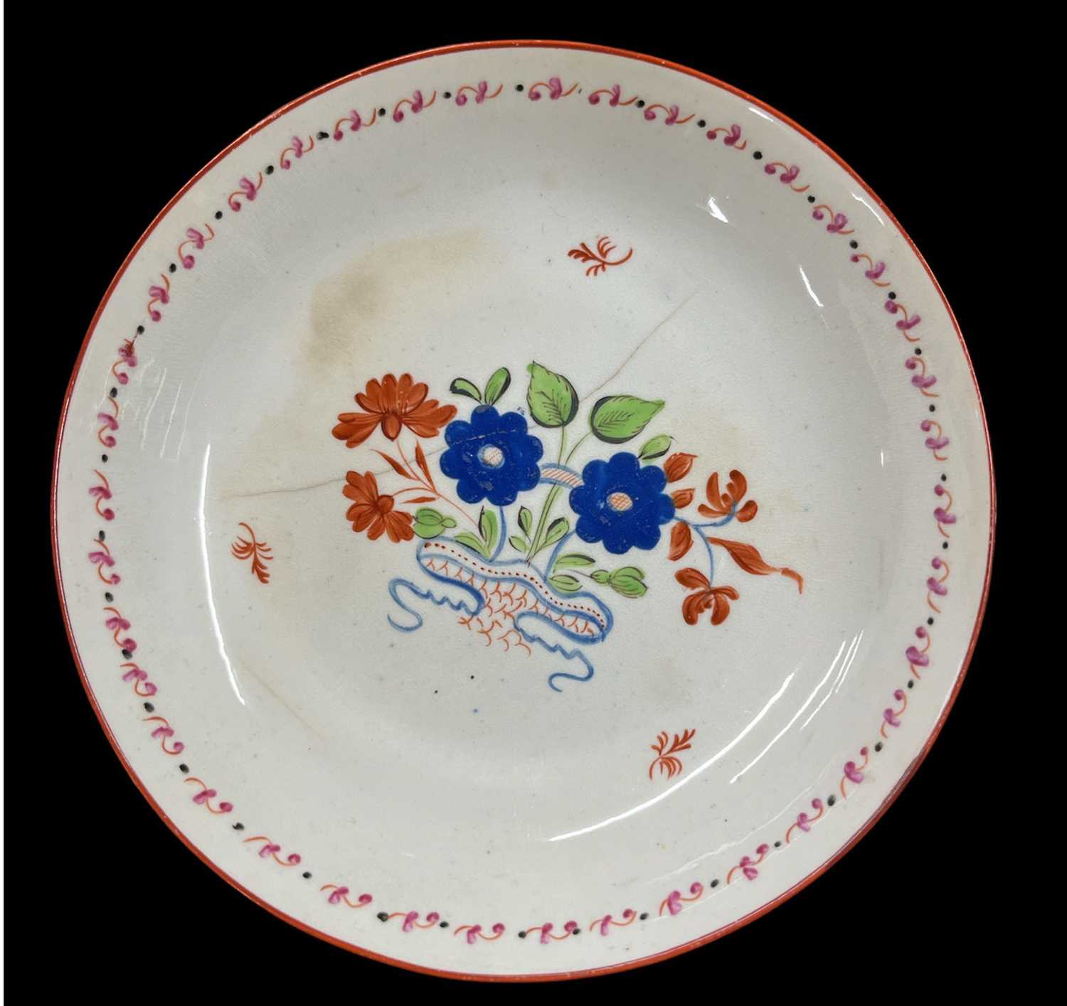 Two 18th century English porcelain saucers by Newhall