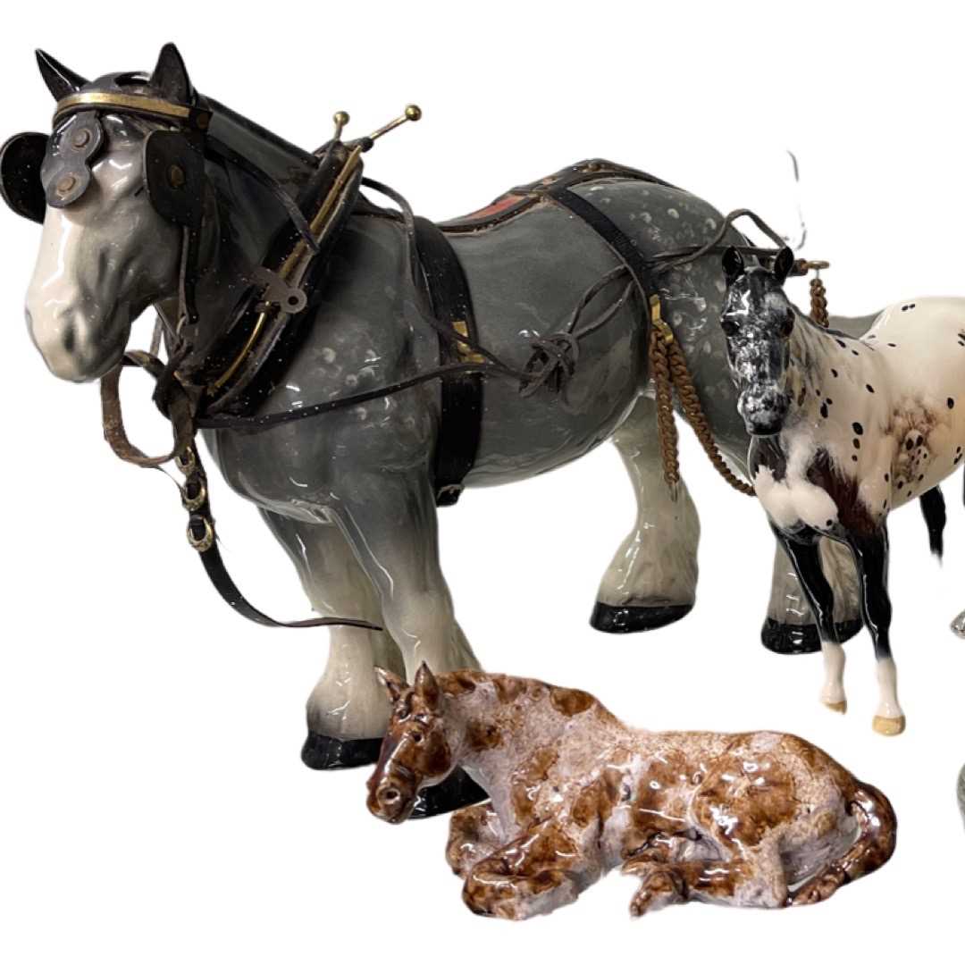 Longton horse together with three Beswick horses - Image 2 of 2