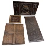 Three Antique Carved Wood Door Panels, 17th/18th Century,