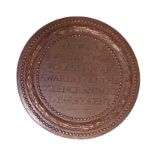 An antique 19th century bronze medallion medal, “National Medal For Success In Art Awarded By The Sc