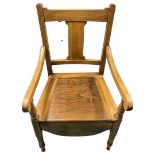 Stained Oak Commode Chair.
