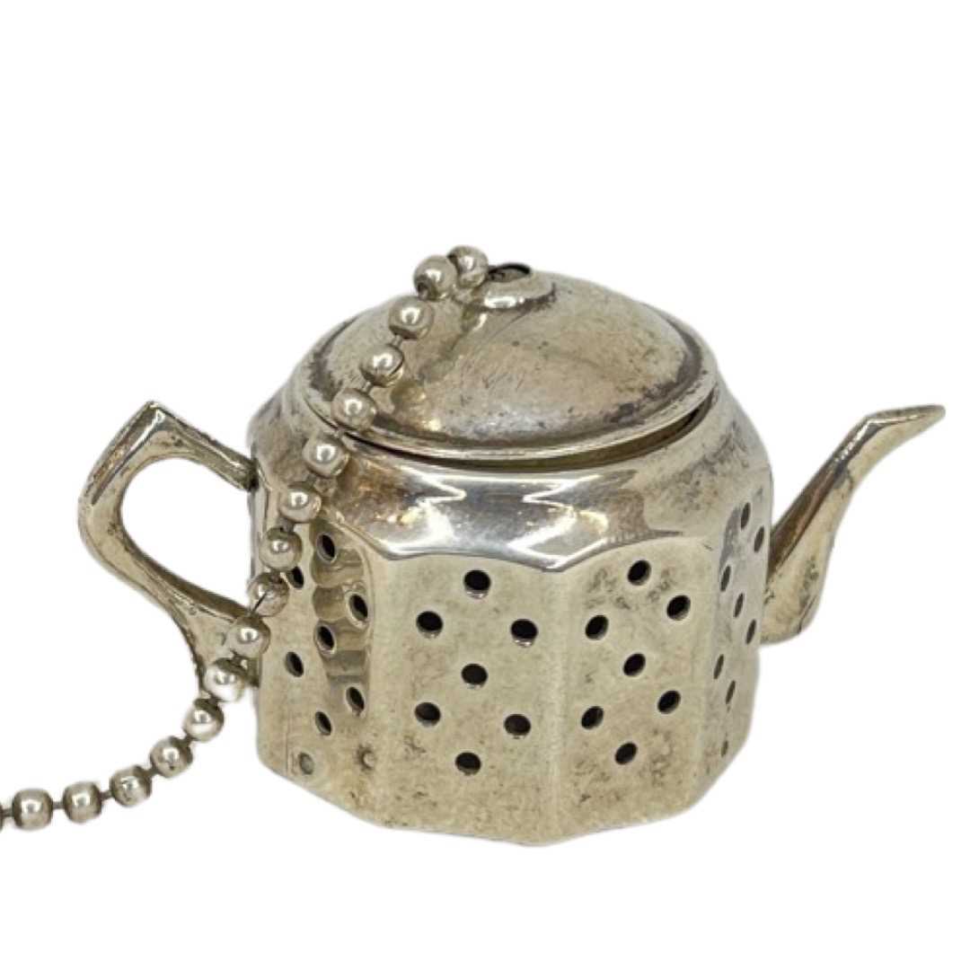 Silver Tea Strainer In a Figure Of A Tea Pot - Image 2 of 4