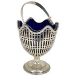 Silver George V Swing Handle Sugar Basket. 120 g. Chester 1911, G. Nathan & R. Hayes