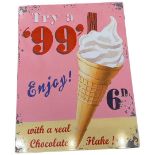 Enamel Advertising Ice Cream Sign 'Try a 99' (Reproduction)