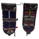 A Pair of Fine Masai Tribal Glass Bead and Leather Earings