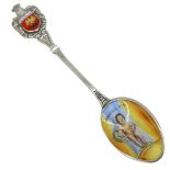 Belgian 800 Silver And Enamel Coffee Spoon