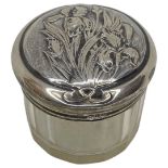 Art Nouveau Silver Topped Iris Dressing Jar. London 1904, Charles Dumenil