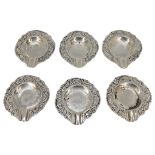 Set of 6 Individual Silver Ashtrays. 77 g. Continental 835 Silver