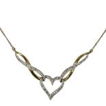 9ct Gold And Diamond Heart Necklace, 2.9g