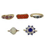 Mixed Lot of 9ct Gold and Gem Rings, 11.9g