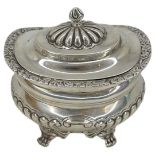 Silver Half Fluted Tea Caddy. 221 g. London 1902, Charles Stuart Harris