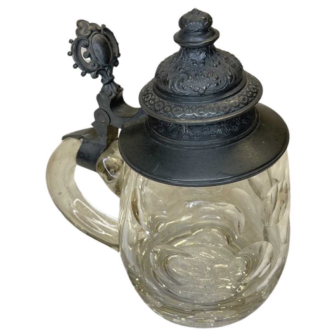 A German pewter mounted tankard