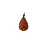 Vintage Russian silver and natural amber pendant