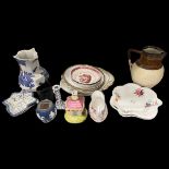 MIxed lot: English ceramics to include two 'Rogers' pickle dishes