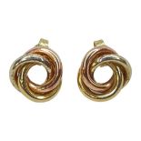 A pair of 9ct rose gold double banded earrings