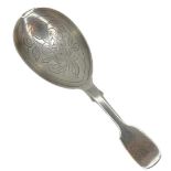 Silver Fiddle Pattern Caddy Spoon. 16 g. London 1846. Robert Wallis