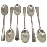 Set of 6 Art Deco Silver Spoons. 186 g. Sheffield 1937, Roberts and Belk