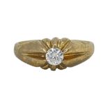 9ct Yellow Gold and Clear Stone Gents Ring, 5g