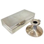 Silver Cigarette Box and a Converted Candlestick. Combined weight 573 g all in and weighted.