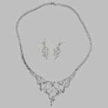 A Silver Cubic Zirconia Necklace and Earrings