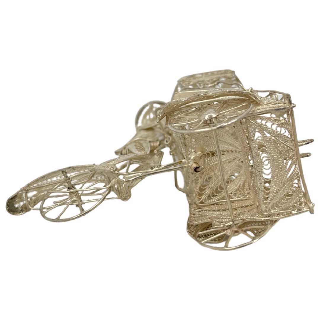 Silver Filigree Model of a Bicycle Rickshaw. Unmarked - Image 3 of 4
