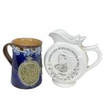 Doulton Lambeth Commemorative Mug. Victoria Diamond Jubilee and a Golden Jubilee Jug