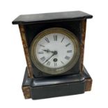 Victorian black slate and marble mantel clock