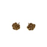 A pair of 9ct gold earrings of rose design