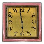 Brass Mounted and Guilloche Enamel Clock.