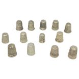 13 Charles Horner Silver Thimbles. All Chester, from 1893 - 1924