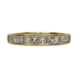 Yellow Metal and Approximately 1ct of Princess Cut Diamond Ring, Size 10 .