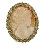 9ct Gold and Cameo Brooch, 12g