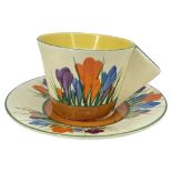 Clarice Cliff Conical Handle Demi-Tasse Cup and Saucer, Autumn Crocus