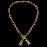 9ct Gold and Sapphire Bow Tie Necklace, 22.3 g.