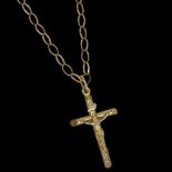 9ct Gold Cross and Belcher Chain, 6 g