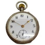 A Early 20th Century Swiss Silver, Open Face, Keyless, Cylinder Fob watch