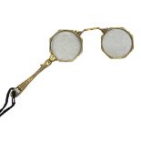 A Late 19th Century Gold Plated Folding Lorgnette,
