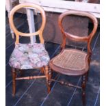 Two Antique balloon back dining chairs