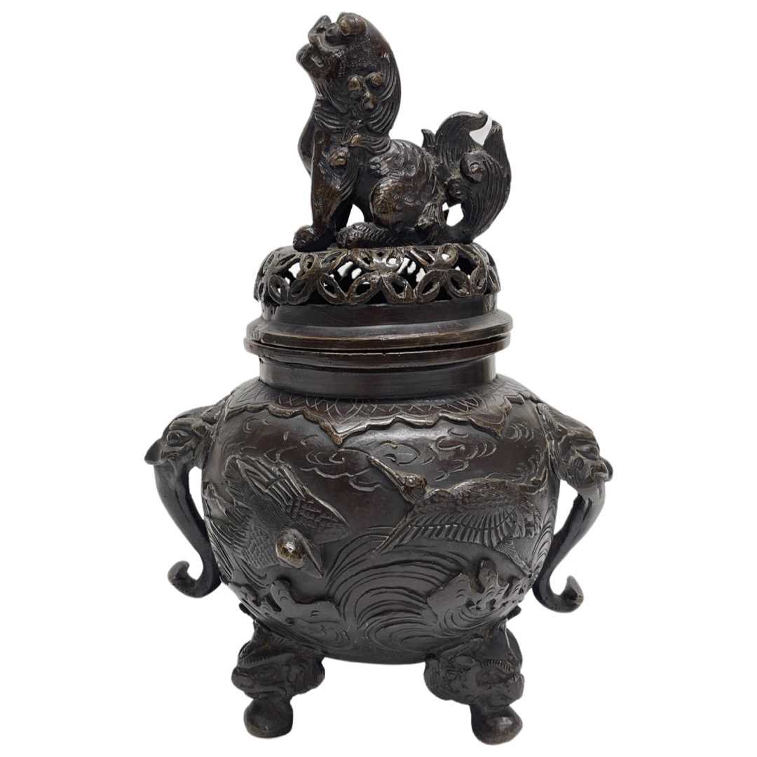 19th Century Japanese Bronze Censer and Cover