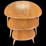A Nest of Three Light Ercol 'Pebble' Coffee Tables