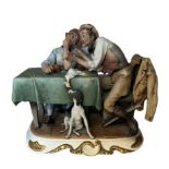 Capodimonte Porcelain Giuseppe Cappe figure group "Hunting Tales", signed