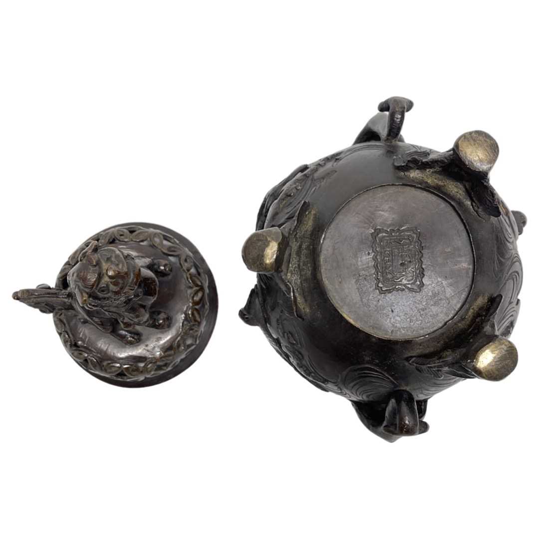 19th Century Japanese Bronze Censer and Cover - Image 3 of 3