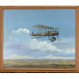 W J GASKIN (BRITISH, 20TH CENTURY) Bi Plane in Flight