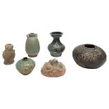 A Group of Chinese and Persian Small Vases , Various Green Glazes.